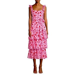 Likely brand cocktail dress. Red & Pink dress.